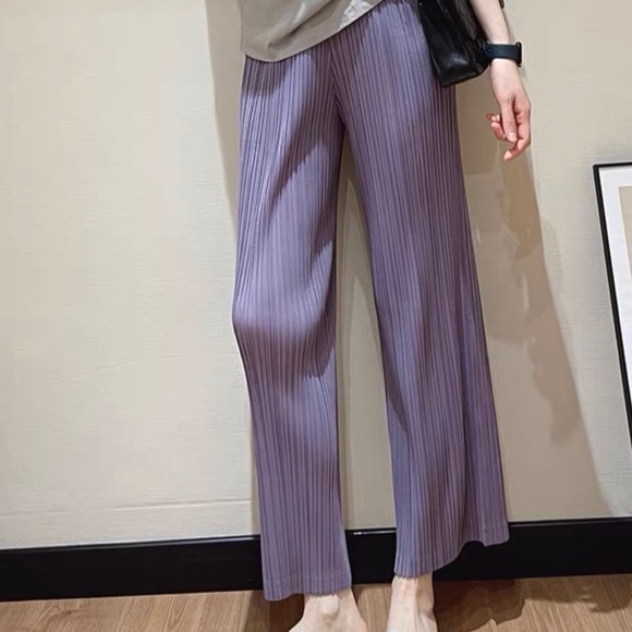 Pants - Purple Wide Leg Summer Ankle/Corpped Pant